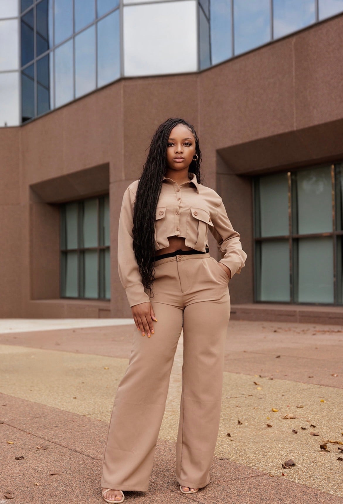 The Moment | Khaki 2 Piece Pant Set